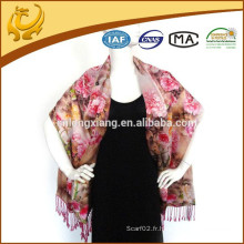 2015 HOT Sale Chinese Lady Double-Side Flower Pashmina Wrap Châles imprimés sur mesure